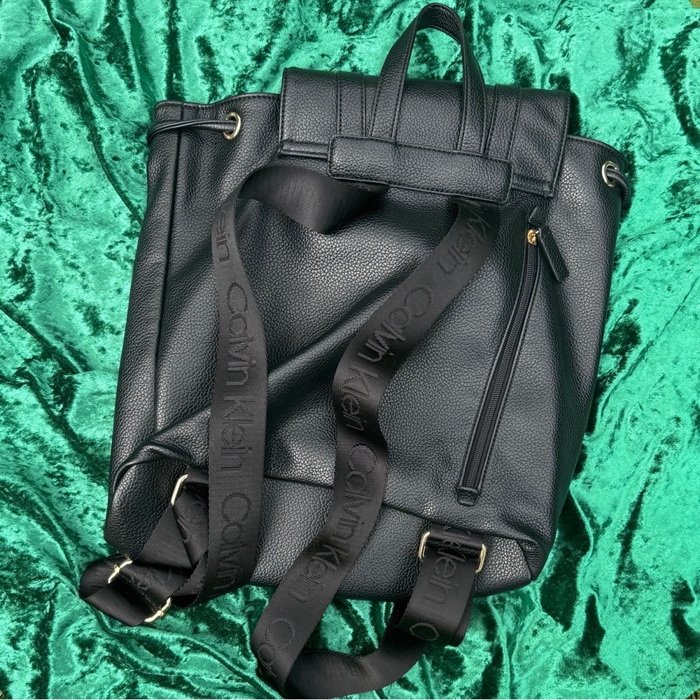 Calvin Klein Black Leather Backpack - Picture 3 of 4